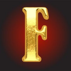 Vector golden letter f on red