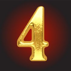 Vector golden letter 4 on red