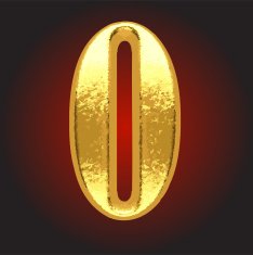 Vector golden letter 0 on red