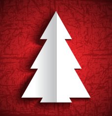Christmas paper tree design greeting card vector illustration