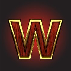 vector golden figure with red wood N74