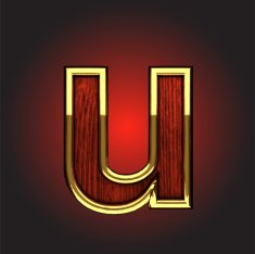 vector golden figure with red wood N75