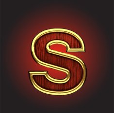 vector golden figure with red wood N76