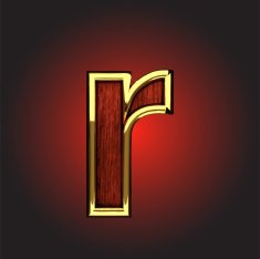 vector golden figure with red wood N77