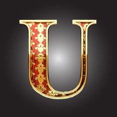 vector golden figure with red wood N108