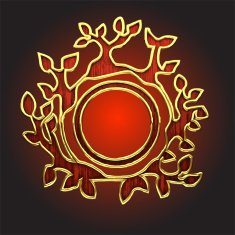 Vector golden frame with red wood N3