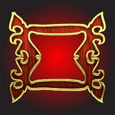 Vector golden frame with red wood N6