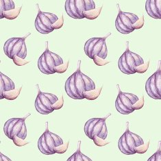 Watercolor seamless pattern with garlic