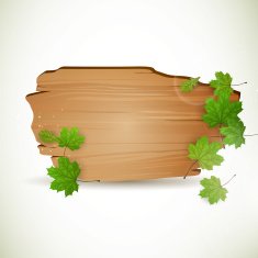 Vector Wooden Board with Leaves N2