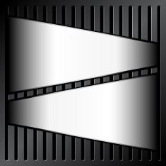 metallic label on grille background