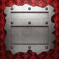 metal on red background N84