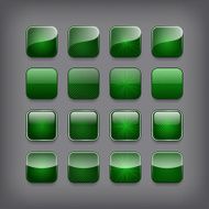 Set of blank green buttons