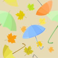 seamless background with umbrella and leaves