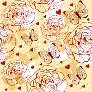 vector seamless with flowers and butterflies