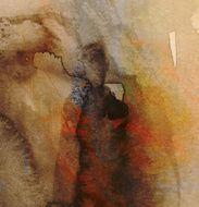 Abstract Watercolor nature painting N616