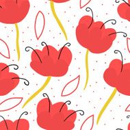 Vector seamless pattern with delightful red flowers