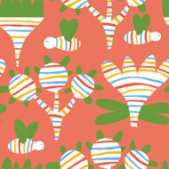 Bright trees and joyful bees Vector seamless pattern