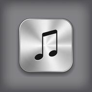 Music note icon - vector metal app button