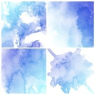 Set of blue, purple and white backgrounds, water color painting