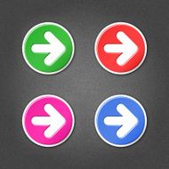 Arrow sticker round label direction icon web sign noise texture
