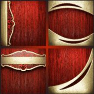 Vector red wood and gold background set