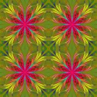 Beautiful pattern from fractal flowers Pink and yellow palette
