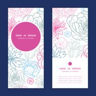 Vector gray and pink lineart florals vertical round frame pattern N2