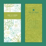 Vector mysterious green garden vertical frame pattern invitation greeting cards
