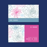 Vector gray and pink lineart florals horizontal stripe frame pattern