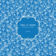 Vector blue white lineart plants frame seamless pattern background N2