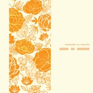 Vector golden art flowers vertical frame seamless pattern background