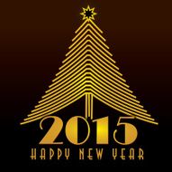happy New Year 2015 Tree Art Deco greeting design template