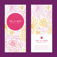 Vector flowers outlined vertical round frame pattern invitation greeting cards