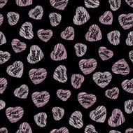 &#039;First love just you&#039; Seamless pattern with hearts and typography N2