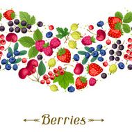 Seamless nature pattern with berries