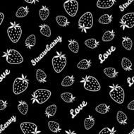 Seamless pattern with scratched Strawberries summer harvest background N2