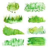Watercolored Backgrounds In Green N2