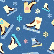Seamless fill with skates and snowflakes