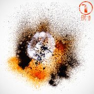 Abstract hand painted watercolor paint spray round stain
