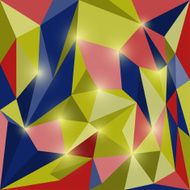 Abstract bright colored polygonal triangular geometric background with glaring lights N7