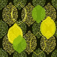 Seamless pattern with lemon and lime