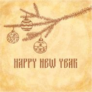 New year vintage invitation in sketch style