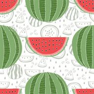 Seamless pattern of watermelons