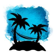 Watercolor palm trees hammock N2