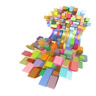 3d curved rectangular shapes in rainbow color on white