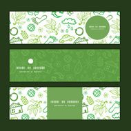 Vector ecology symbols horizontal banners set pattern background