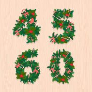 Christmas festive wreath numbers 4 5 6 0 Wooden background
