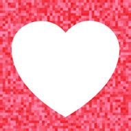 White Heart icon on Red Pixel Background