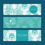 Vector soft peacock feathers horizontal banners set pattern background