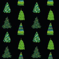 cute pattern of different Christmas trees with ornaments